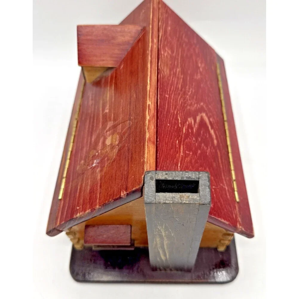 Vintage Cabin Sewing Box/Stash Box/Bank 10”X6.5”X6.5” AA Importing, Taiwan